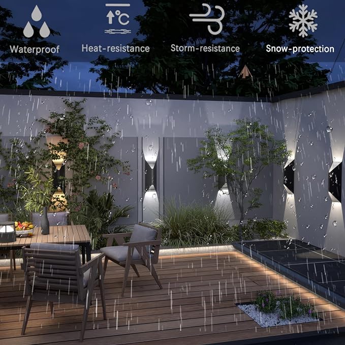 22W Dimmable LED Outdoor Wall Sconce,Modern Up Down Porch Lights 2700K 3000K 3500K 4000K 5000K 5 Colors Changeable,1800 Lumens Outdoor Wall Lights Exterior for House,Garage Door 2 Pack