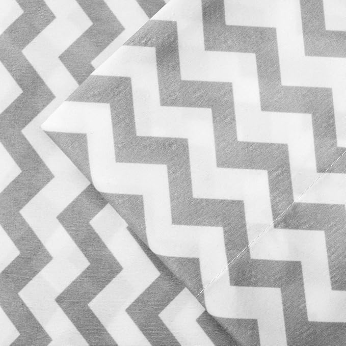 1500 Supreme Collection Full Sheet Sets Chevron Gray - Luxury Hotel Bed Sheets and Pillowcase Set for Full Mattress - Extra Soft, Elastic Corner Straps, Deep Pocket Sheets, Full, Chevron Gray