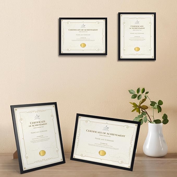 Rempry 8.5 x 11 Picture Frame Set of 16, Certificate Frames 8.5 by 11, Black Photo Frame for Diploma Document, Tabletop and Wall Display