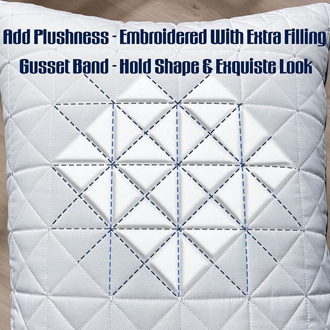 Pillows Standard Size Set of 2 Cooling Hotel Luxury Bed Pillows for Sleeping 2 Pack, Supportive Breathable Down Alternative Gusset Standard Pillow for Back Stomach or Side Sleepers