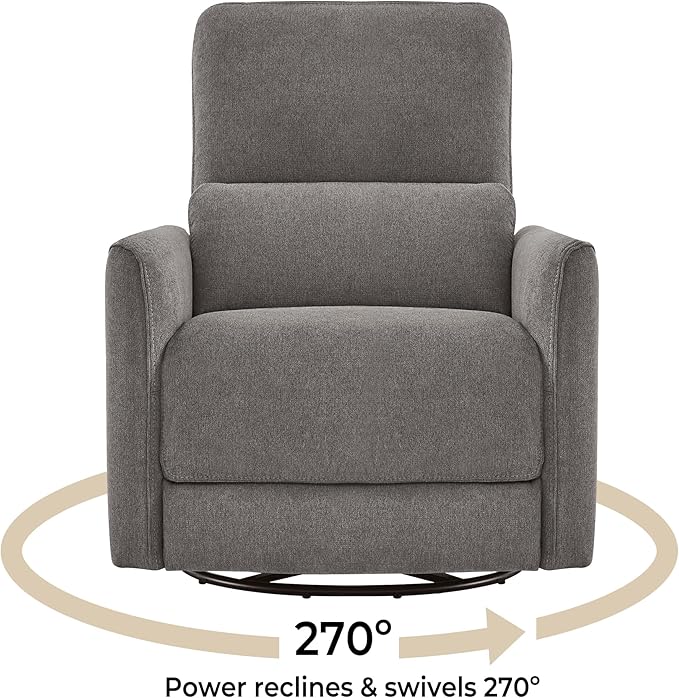CHITA Power Recliner Chair Swivel Glider, FSC Certified Fabric Living Room Reclining Sofa Chair with Lumbar Support, Metal Grey