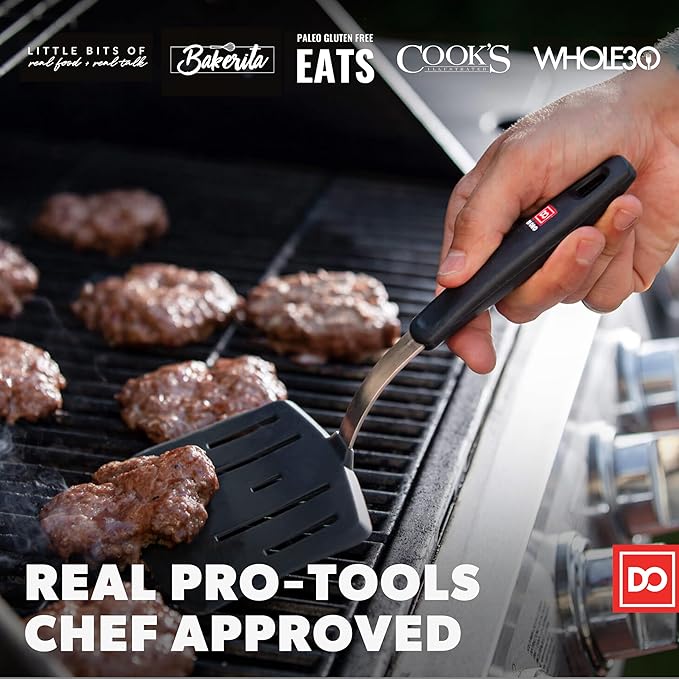 DI ORO Designer Series Wide Slotted Turner Spatula - Features 600F Heat-Resistant No-Melt Rubber Spatula Handle and Blade - Silicone for Cooking or Baking - Dishwasher Safe