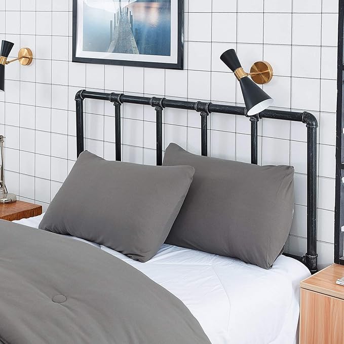 CLOTHKNOW Dark Gray Comforter Set Twin/Twin XL 3Pcs Grey Bedding Comforter Sets Boys Kids Charcoa Bed Sets with 2 x Pillowcases