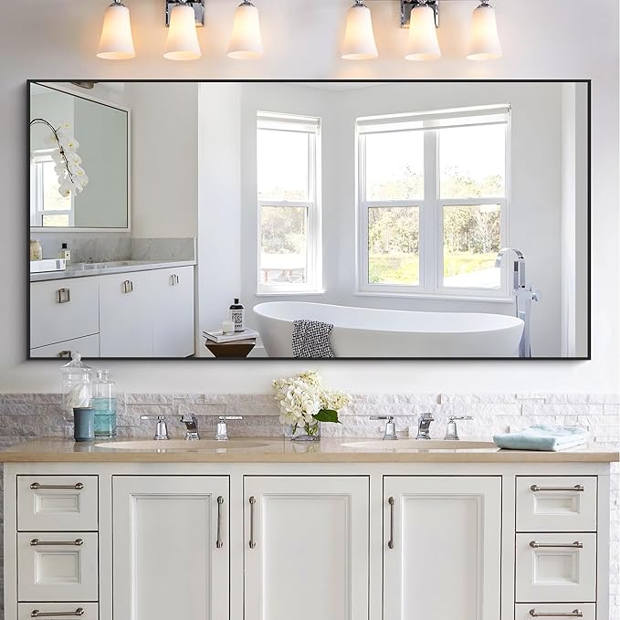 KOCUUY Bathroom Mirror,30x60 Large Black Mirrors for Wall,Rectangle Long Vanity Mirror with Aluminum Frame Modern Home Decor for Bathroom, Living Room, Farmhouse, Entryway, Hang Horizontal/Vertical