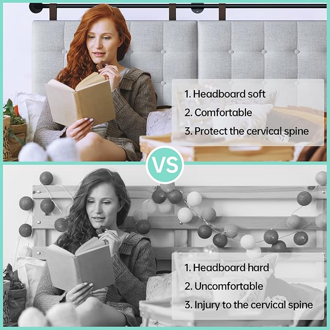 King Headboard Headboards for Adjustable Beds Backboard Wall Mounted Headboard with Gray Button Tufting Hanging Head Board for Bedroom(Gray, King)