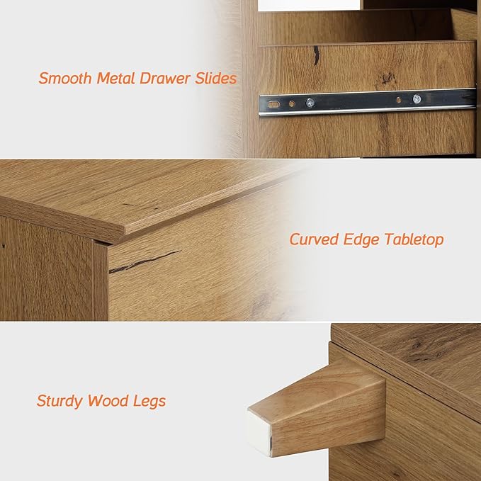 WAMPAT TV Stand Dresser for 100+ Inches TVs, 3-in-1 Wood Media Console Table with 9 Drawers, Modern Highboy Entertainment Center with Storage for Living Room Bedroom, Oak Brown