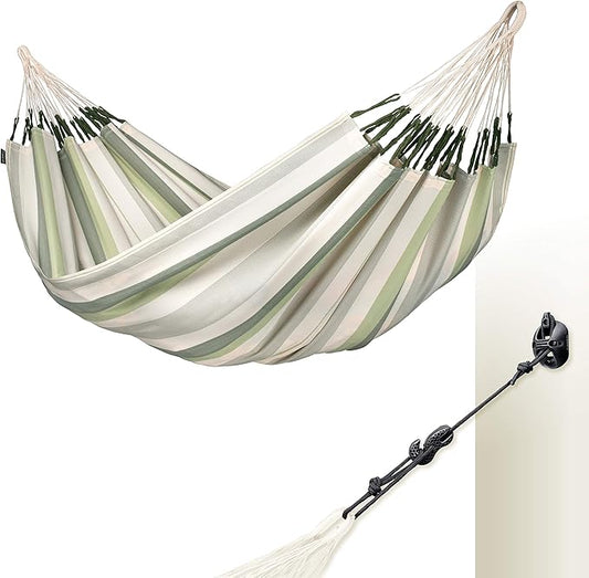 LA SIESTA - Large Double Brisa Classic Hammock & CasaMount - Suspension Kit for Walls, Ceilings & Beams - Indoor/Outdoor Swing - Weather-Resistant, Portable - 2-Person - Cedar