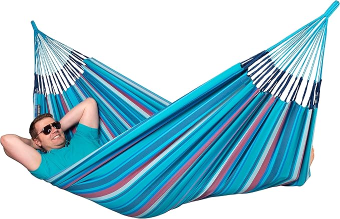 LA SIESTA - Large Double Brisa Classic Hammock & CasaMount - Suspension Kit for Walls & Beams - Weather Resistant Portable Hammock - 2-Person - Wave