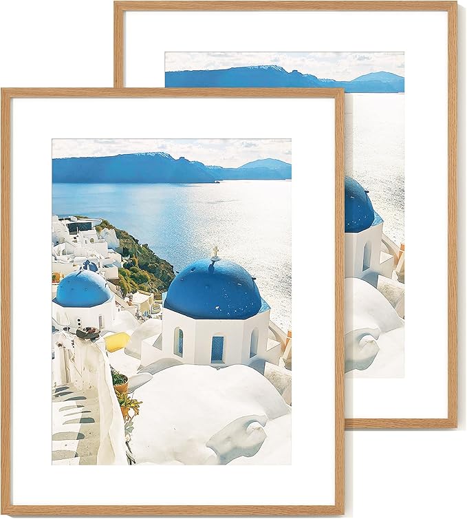 Axeman 24x30 Picture Frame | Solid Oak Wood 24 By 30 Poster Frame With Mat For 18x24 | Tempered Glass And Hanging Hardware Included Home Wall Decor Hanging Frame | Natural, 2 PCs