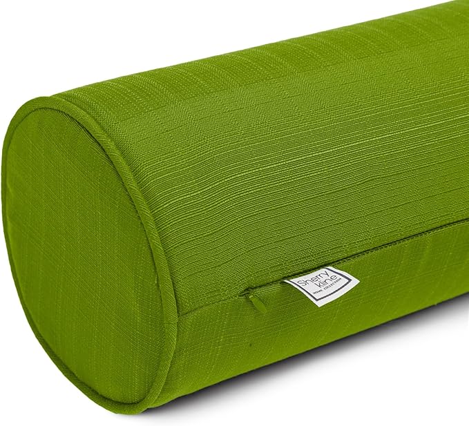 Sherry Kline Sunrise Indoor/Outdoor Neck Bolster Corded Edge Filled Pillow Kiwi 6"x18" Set of 2