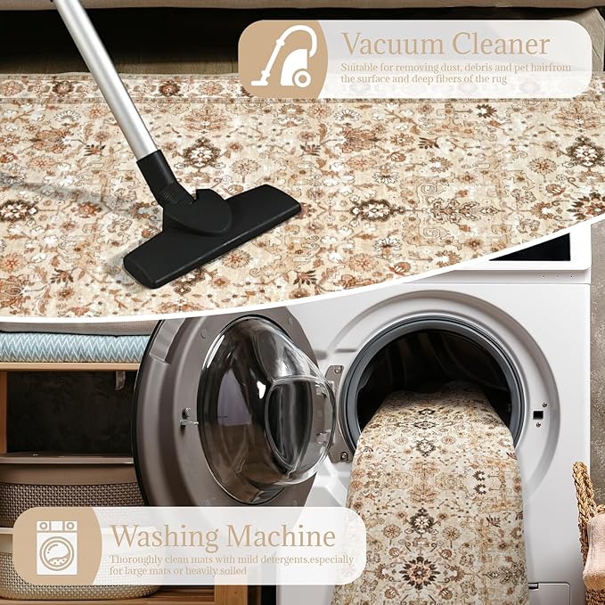 Washable 2'x3' Non Slip Rug Vintage Soft Low Pile Lightweight Boho Area Rugs for High-Traffic Areas (Entryway, Kitchen, Hallway), Farmhouse Decor