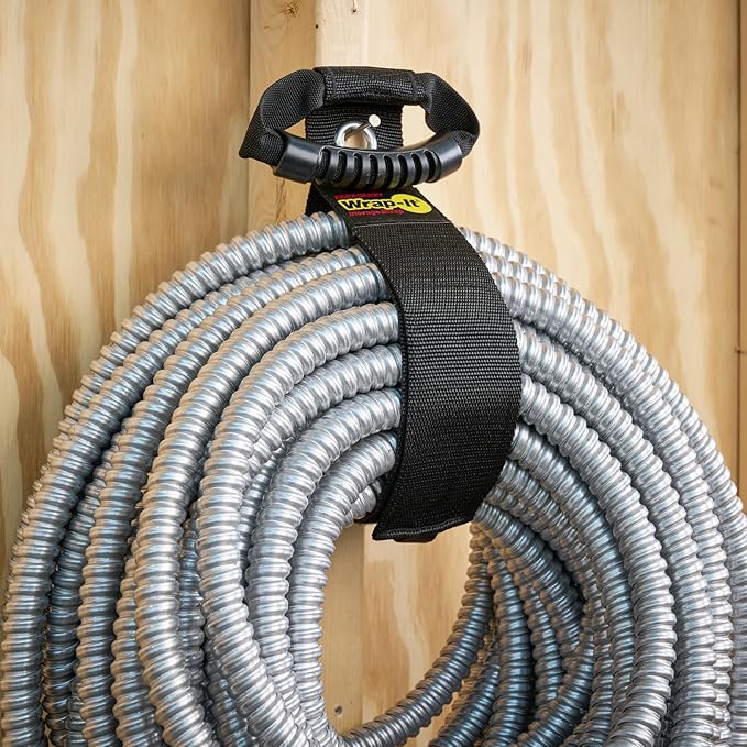 Easy-Carry Wrap-It Storage Straps - 28” (2-Pack) Blaze Orange with Grommet - Heavy Duty Wrap It Storage Straps and Extension Cord Wrap for Water Hose Storage