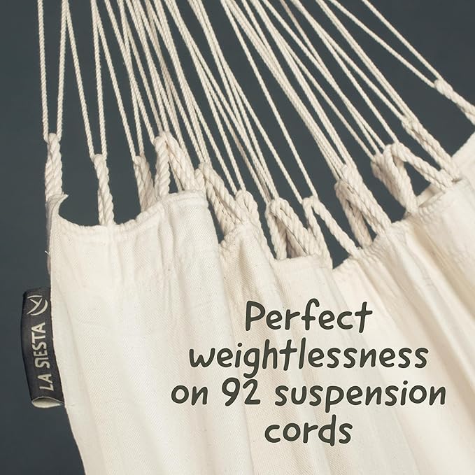 LA SIESTA Modesta Organic Cotton Hammock - Indoor/Outdoor, Bedroom to Backyard, Extra Large Fabric Hammock Bed for 2, Max 440 Lbs, King, Latte