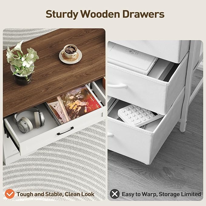 47" Farmhouse Coffee Table with Storage and 2 Drawers, Large Rustic Center Table with Sliding Barn Doors & Open Compartments, Wooden Coffee Table for Living Room, White and Walnut