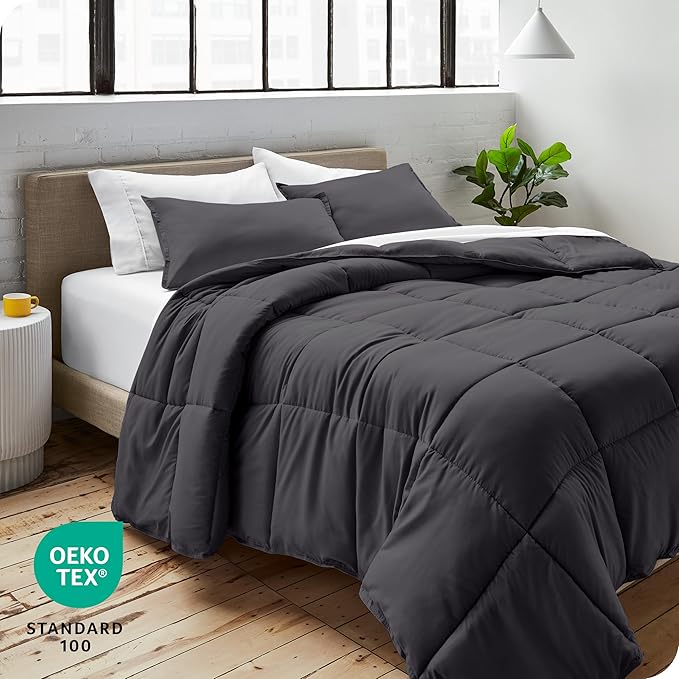 Bare Home Comforter Set - Twin/Twin Extra Long Size - Ultra-Soft - Goose Down Alternative - Premium 1800 Series - All Season Warmth (Twin/Twin XL, Forged Iron Grey)