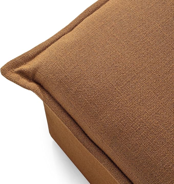 Maven Lane Claude Large Square Rustic Upholstered Ottoman, Cushioned Footrest for Living Room Couch, Chair, or Dorm Room in Clay Fabric Upholstery