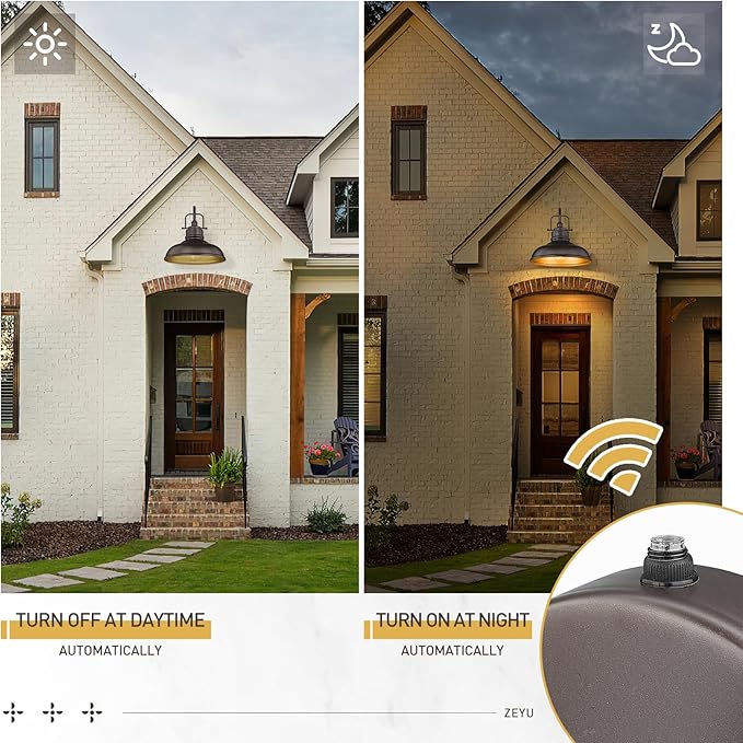 zeyu 18 Inch Vintage Gooseneck Wall Light Fixture, Outdoor Dusk to Dawn Barn Light, Farmhouse Wall Sconce Light for Garden Garage, Oil Rubbed Bronze Finish, 016-1BL-PC ORB