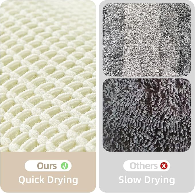 Cream White Bathroom Rugs, Waffle Bath Mat Non Slip Washable Super Absorbent Quick Dry Boho Farmhouse Bathroom Decor, 48"x24" Cream White