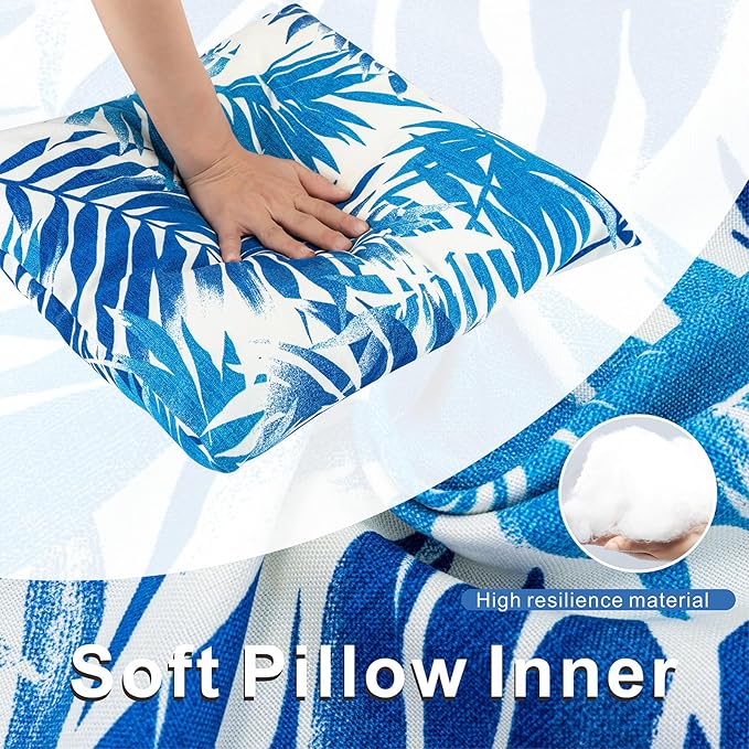 JMGBird 18×18 Inch Outdoor Lumbar Pillows Pack of 2 Colors Waterproof Throw Pillows with Insert Rectangular Decorative Garden Cushion for Home Furniture Patio Coach Sofa