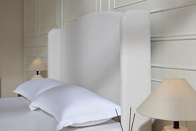 GDFStudio Tall Headboard Upholstered Bed,Queen Size Platform Bed Frame with Headboard Wingback,54" High No Box Spring Needed Easy Assembly Minimalist Designs Premium Textured Canvas Chenille