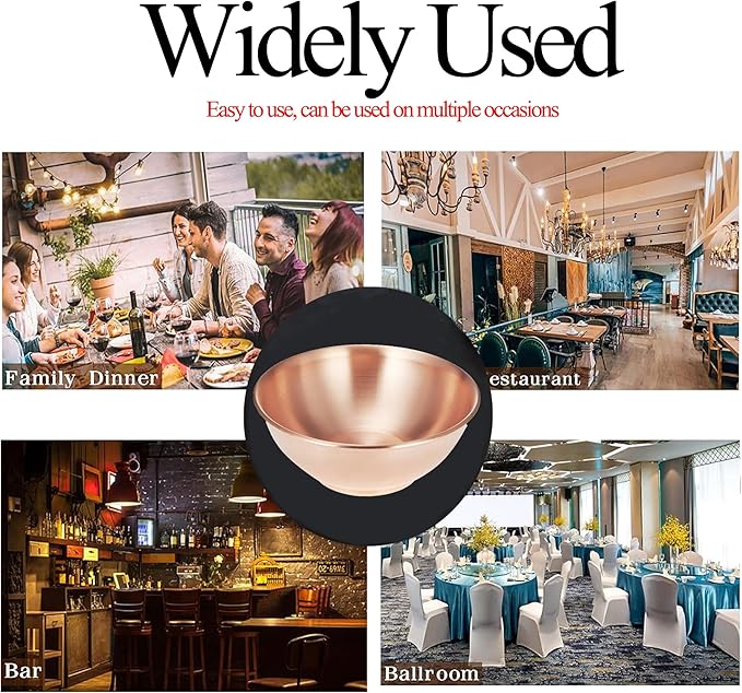 8''Pure Copper Bowl, 99.99% Copper Bowl for Kitchen, Copper Mixing Bowl for Salad, Egg Beating, Pure Copper Bowl for Family Friends