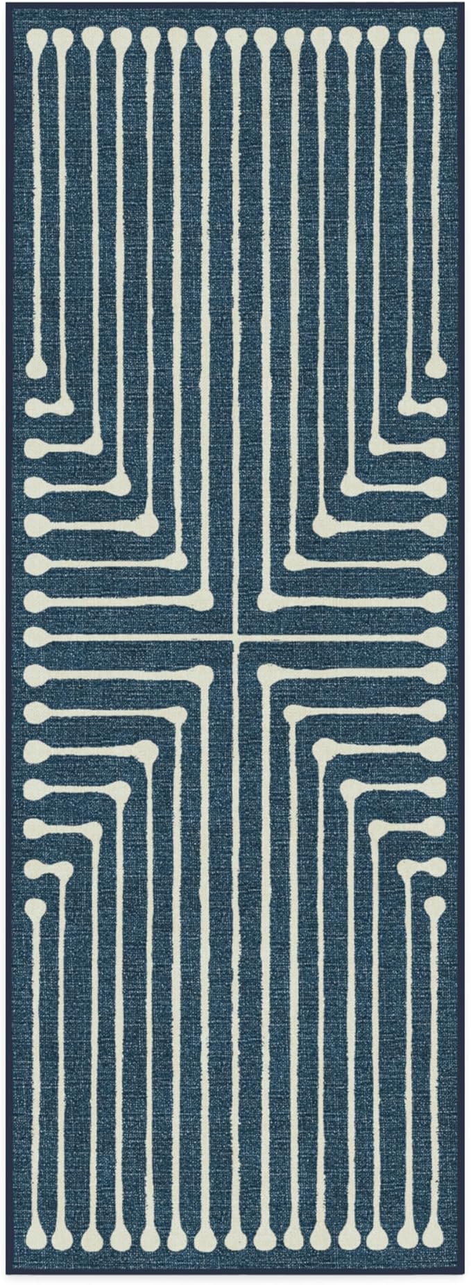 RUGGABLE x Jonathan Adler Machine Washable Modern Runner Rug – Inkdrop Lapis Blue 2.5x10, Stain-Resistant, Non-Slip – Washable Rug for Hallway, Entryway, Living Room & Kitchen–with Cushioned Pad