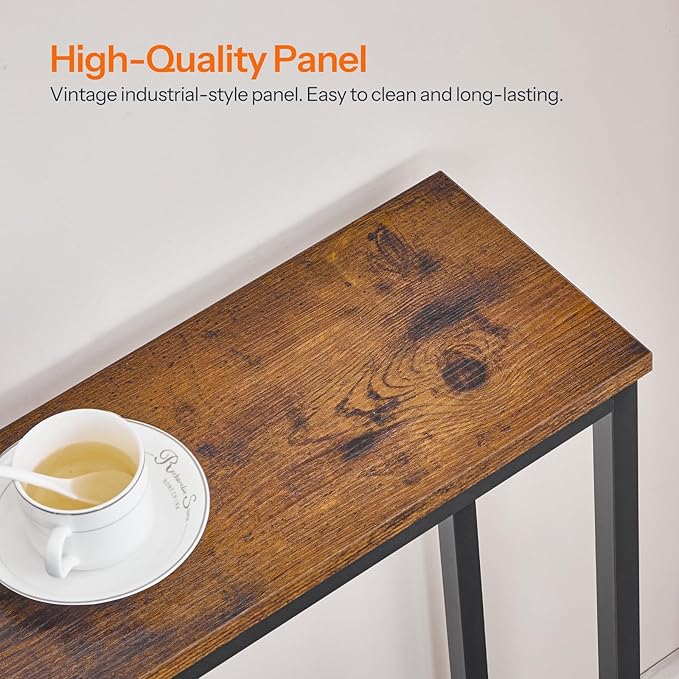 HOOBRO 70.9" Extra Long Sofa Console Table with Charging Station, 2-Tier Behind Couch Table with V-Brace, for Narrow Entryway, Hallway, Living Room, Rustic Brown BF186UXG01