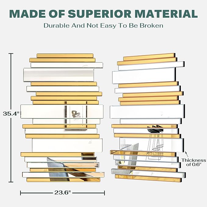 24×35inch Gold Mirrors for Wall Beveled Rectangle Accent Mirrors for Wall Contemporary Decor Livinig Room Decorative Mirrors for Decor