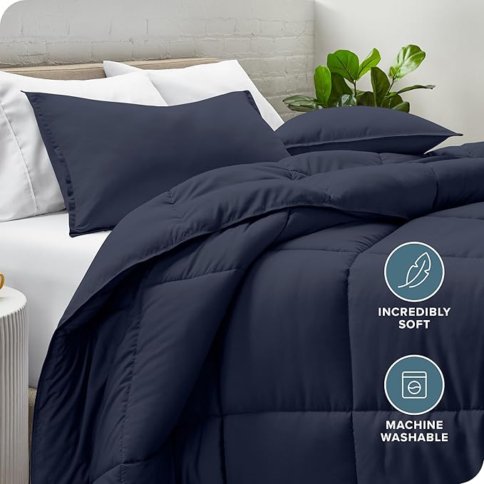 Bare Home Comforter Set - Oversized Queen Size - Ultra-Soft - Goose Down Alternative - Premium 1800 Series - All Season Warmth (Oversized Queen, Midnight Blue)