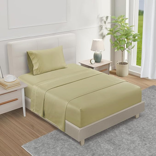 800TC 100% Egyptian Cotton Twin XL Size Sheets Set, XL Twin Bed Sheets Luxury Hotel Collection Fully Elasticated Sheet & Pillowcase Sets, Machine Washable No Pill Fade Resistant- Seafoam