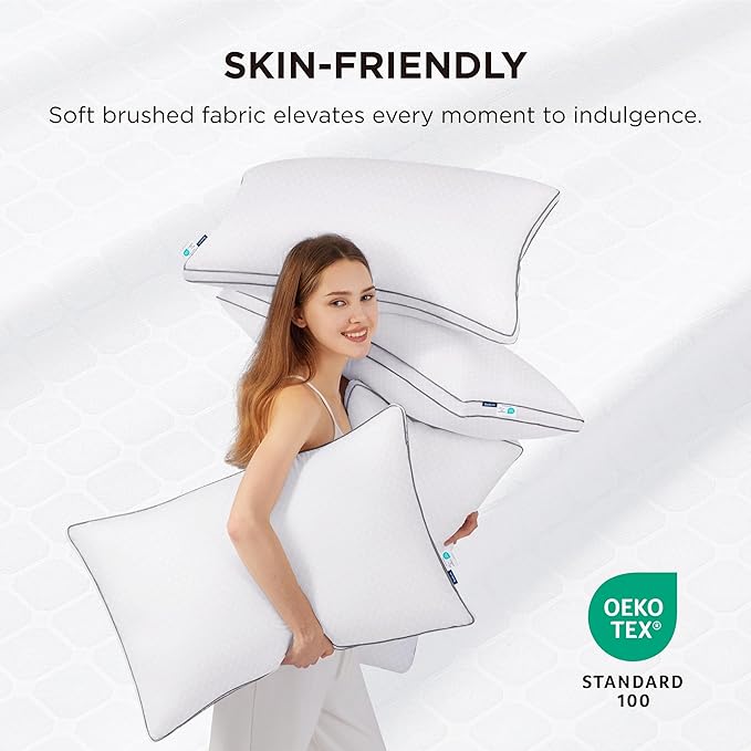 Bedsure King Pillows Set of 2 - Fluffy Bed Pillows for Sleeping, Hotel Quality, Diamond Quilted Design, Gusseted Supportive Down Alternative Filling for Back, Stomach, Side Sleepers