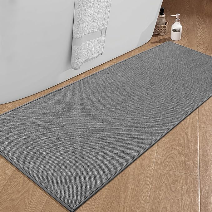 chakme Bathroom Rugs Mat 59x25, Ultra Thin Non Slip Bath Mat Large Quick Dry Absorbent Bath Mat for Bathroom Floor, (Dark Grey, 59"x25")