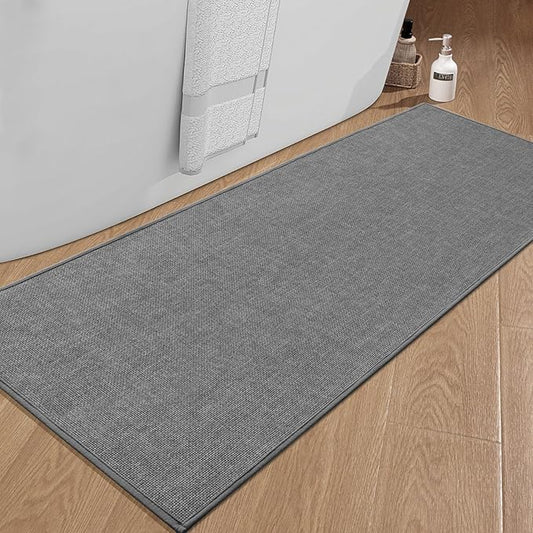 chakme Bathroom Rugs Mat 59x25, Ultra Thin Non Slip Bath Mat Large Quick Dry Absorbent Bath Mat for Bathroom Floor, (Dark Grey, 59"x25")