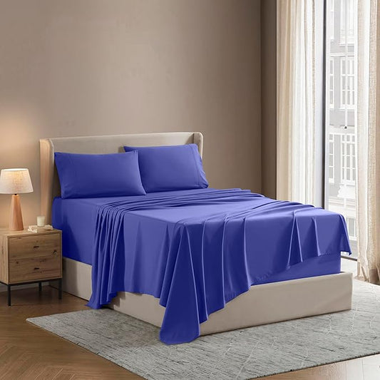 Nestl King Sheet Set - Luxury 1800 Ultra-Soft Microfiber King Bed Sheets - Double Brushed - Deep Pockets - Easy Fit - 4 Piece Set - Bedding Sheets & Pillowcases (King, Royal Blue)