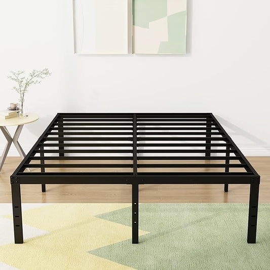 18 Inch Full Size Bed Frame Heavy Duty Metal Platform No Box Spring Needed, Maximum Storage, Easy Assembly, Noise Free, Black