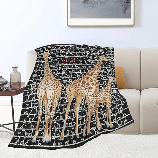 Giraffe Throw Blanket - Cozy Fleece Flannel Blanket, Soft Warm Plush, Lightweight, for Women, Men, Boys, Girls, Adults, Kids, Couch, Sofa, Bed, 50"X60"