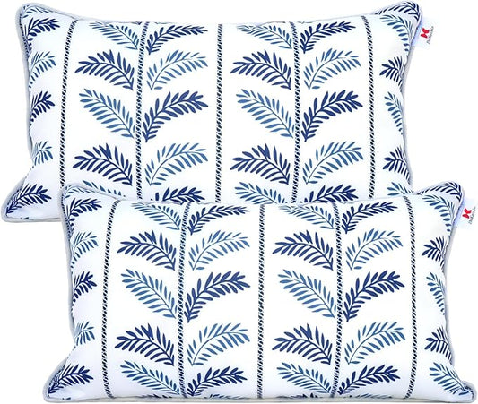 Pack of 2 Patio Lumbar Pillows, 12"x20" Fade Resistant Outdoor Waterproof Lumbar Pillow with Inners, Decorative Garden Lumbar Cushions for Home Patio Terrace Sofa Use