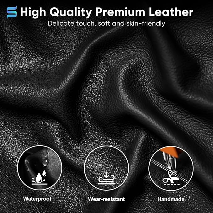 Sytas Executive Leather Office Chair, Comfy Desk Chair with Adjustable Headrest & Flip-up Padded Arms & Lumbar Support, Adjustable Hight and Tilt, Rolling Swivel Chair, Black