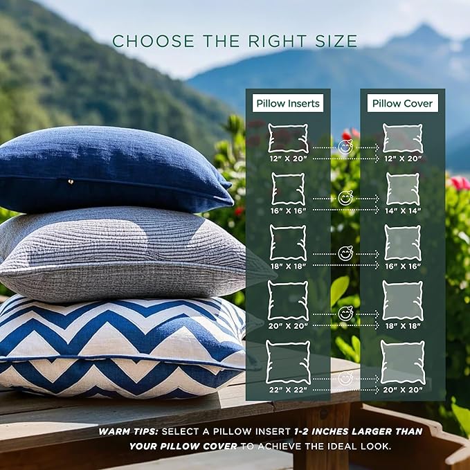 Codi 18x18 Outdoor Pillow Inserts Set of 2, Throw Pillows Waterproof for Patio Furniture