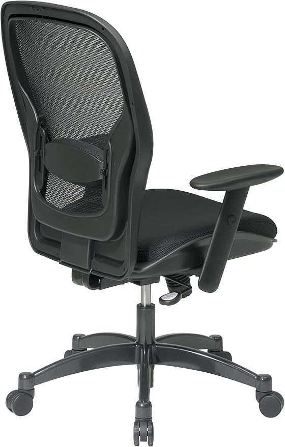 SPACE Seating Breathable Mesh Black Back and Padded Mesh Seat, 2-to-1 Synchro Tilt Control, Adjustable Arms and Lumbar Support with Gunmetal Finish Base Managers Chair