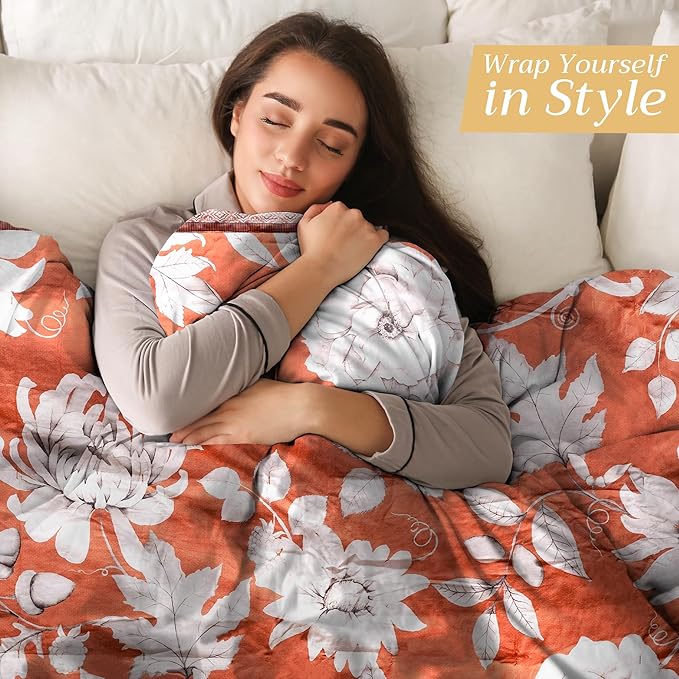 Maison d' Hermine Throw Blanket for Couch Lightweight Soft Warm Breathable Cotton Throw Blankets for Bed Girls Boys Women Men Gifts Sofa Travel Living Room Chair Bedding (50"x60", Pretty Autumn)