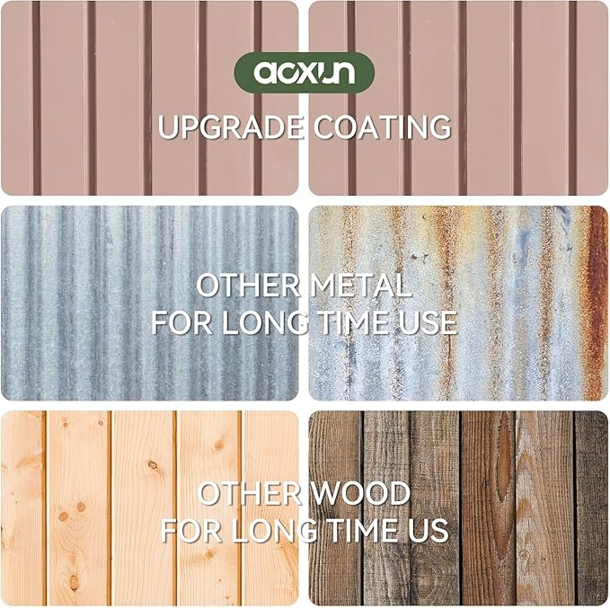 Aoxun 10x10 FT Shed Outdoor Storage Shed with Base, Large Shed Steel Utility Tool Shed Storage House with Door & Lock, Metal Sheds with Sloped Roof for Garden Patio Lawn Poolside, Brown