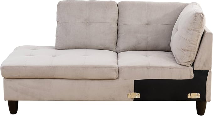 NicBex Sectional Couch 2 Pieces 66.5" L Sofa with Left Chaise Corduroy L Shaped Cloud Couch for Living Room Furniture Sets with Cushion, Modular Sofa for Living Room & Small Apartment, Gray White