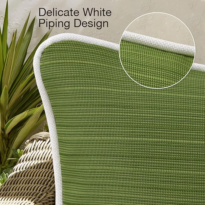 Decorative Outdoor Water Repellent Throw Pillows with Inserts, Set of 4, 18" x18" Pillows for Patio, Backyard, Bed, Couch, and Patio Furniture, Lawn Green