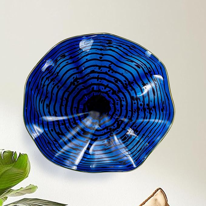 Hand Blown Glass Wall Plates Decor, Modern Unique Glass Wall Art, Murano Blown Glass Wall Art with Transparent and Easy to Clean for Staircase, Living Room, Kitchen, Hallway