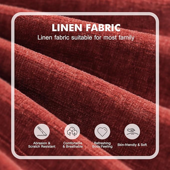 CDCASA Accent Chair, Chenille Fabric Oversized Mid Century Modern Chair Set of 2, Comfy Upholstered Armchair Reading Accent Chairs Sofa Chairs for Bedroom Living Room, Terracotta