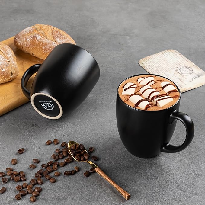 GBHOME 12oz Coffee Mugs Set of 6, Large Ceramic Coffee Mugs for Man, Woman, Dad, Mom, Modern Coffee Mugs Set with handle for Tea/Latte/Cappuccino/Milk/Cocoa. Dishwasher&Microwave Safe,Multi-Color