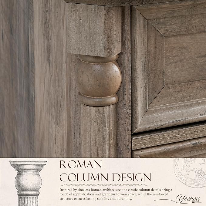 Yechen Rustic 7-Drawer Solid Wood Dresser for Bedroom & Living Room – Vintage Storage Cabinet with Decorative Hardware, Sturdy Construction & Versatile Organizing Solutions (Light Rustic Oak)