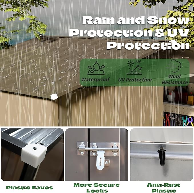 6' x 4' Outdoor Metal Storage Shed, Outdoor Metal Shed, All-Weather Resistant Steel Garden Shed with Double Lockable Door, Waterproof Garden Tool Storage Shed for Patio, Backyard, Lawn