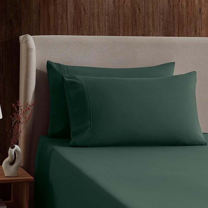 Nestl Full XL Sheet Set - Luxury 1800 Ultra-Soft Microfiber Full Extra Long Bed Sheets - Double Brushed - Deep Pockets - Easy Fit - 4 Piece Set - Bedding Sheets & Pillowcases (Full XL, Forest Green)